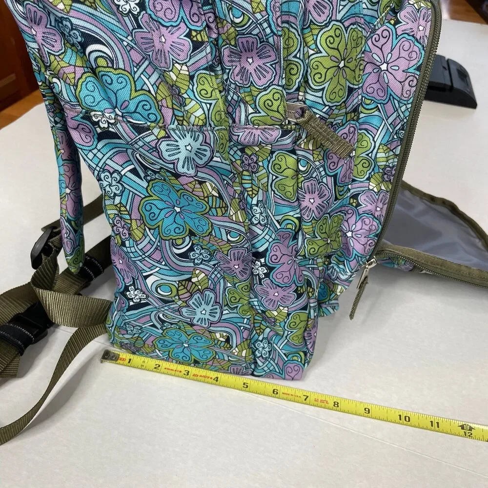 LL Bean Blue Green Purple Floral 70s Design Personalized Backpack Amaya
